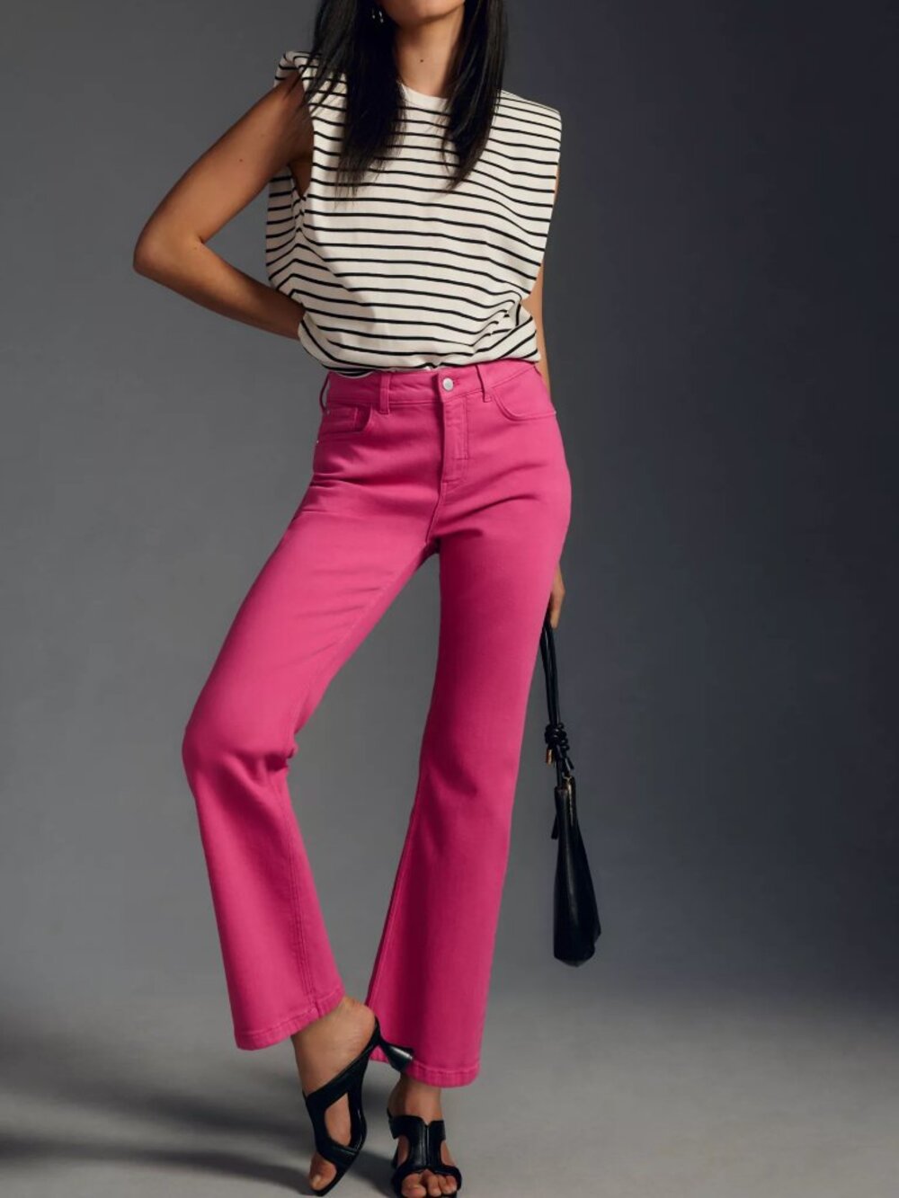 Anthropologie by Pilcro The Yaya Mid-Rise Crop Flare Jeans Pink Size 32